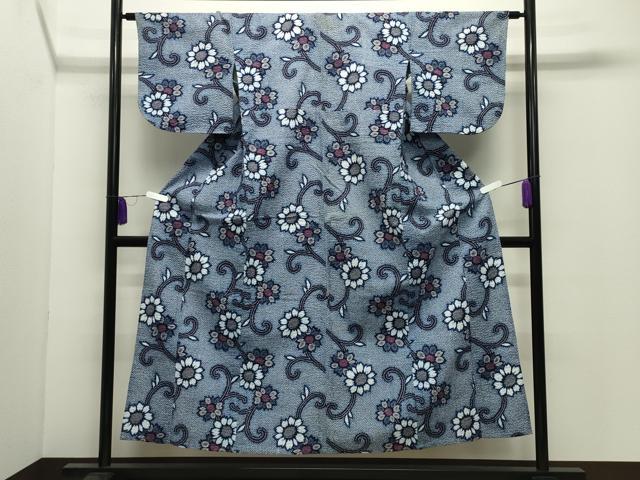 平和屋着物∴夏物 浴衣 花唐草文 綿 逸品 CABD9582gh