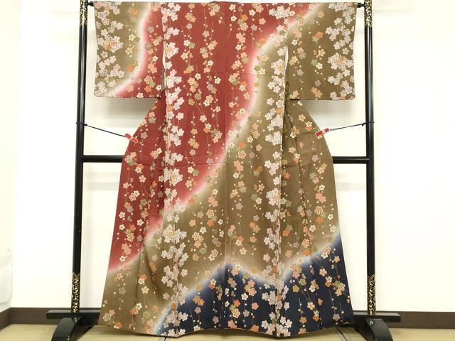 平和屋着物■訪問着　枝花文　暈し染め　金彩　正絹　逸品　DABB2097cd
