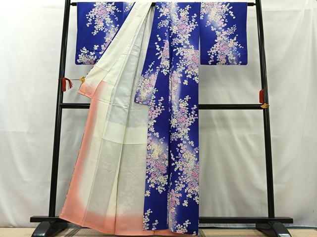 平和屋着物■上質な小紋　草花文　暈し染め　正絹　逸品　AAAS5313jh