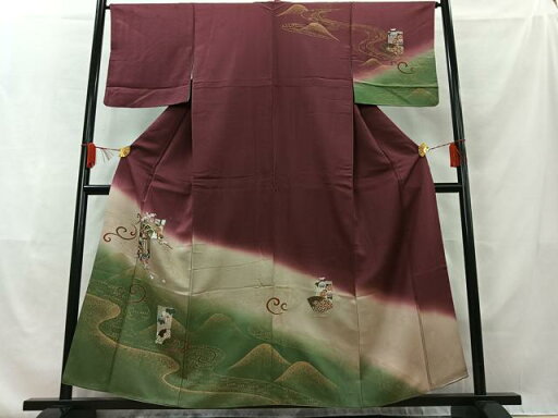 平和屋着物■訪問着 短冊御所車文 暈し染め 金銀彩 正絹 逸品 AAAS5425jh 平和屋着物■訪問着 短冊御所車文 暈し染め 金銀彩 正絹 逸品 AAAS5425jh