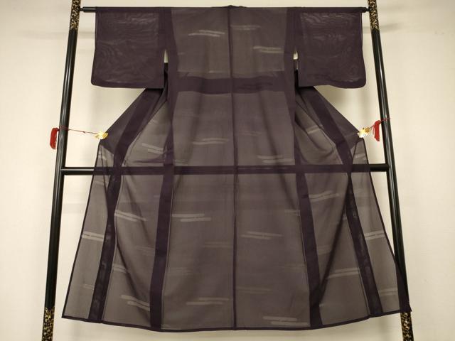 平和屋着物＊夏物　色無地　霞紋紗　黒鳶色　正絹　逸品　AABA2876jd