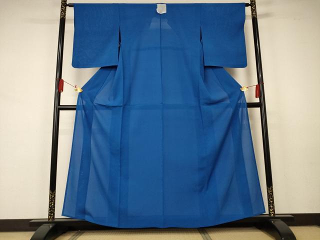 Summer Wear - 平和屋着物＊夏物　色無地　絽　紺碧色　正絹　逸品　AABA9315jd