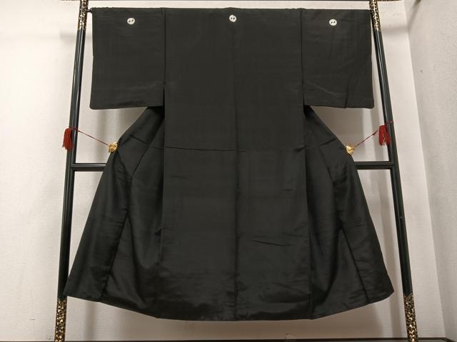 Full-Length Under-Kimono - 平和屋着物●男性　黒紋付　正絹　逸品　AABH9683ph