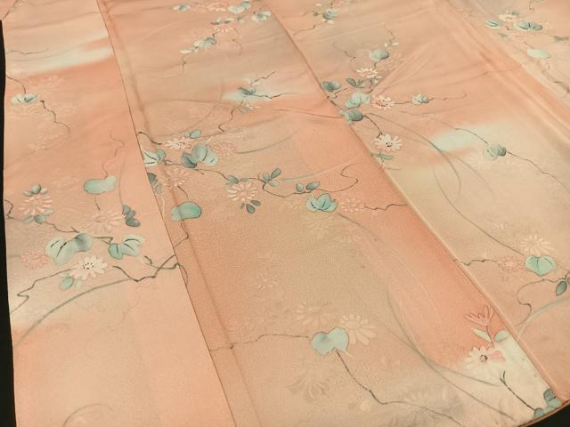 平和屋着物■上質な小紋 手描き 地紋起こし 草花文 暈し染め 正絹 逸品 BAAR6098kg