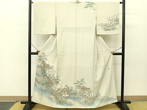 平和屋着物■訪問着 作家物 松竹梅 風景草花文 正絹 逸品 BAAS0838me 平和屋着物■訪問着 作家物 松竹梅 風景草花文 正絹 逸品 BAAS0838me
