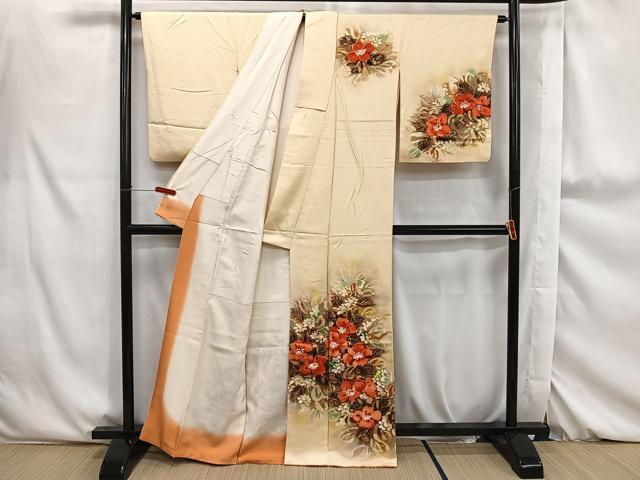 平和屋着物■訪問着　ろうけつ染め　草花文　暈し染め　正絹　逸品　CAAP9364xi