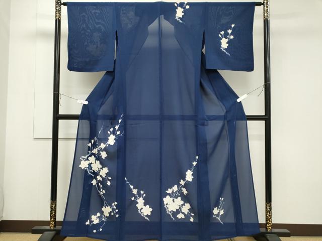 平和屋着物＊夏物　訪問着　絽　枝花文　正絹　逸品　CABB1717ou
