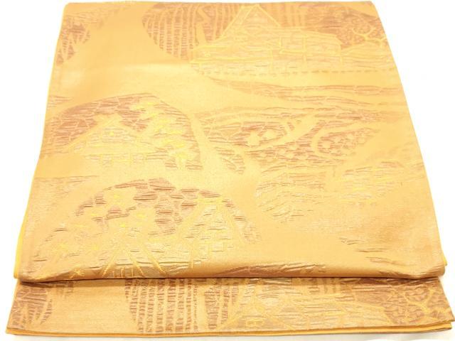 平和屋着物◎六通柄袋帯　風景文　正絹　逸品　DABA2246ya