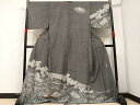 平和屋着物●創業140年 小糸染芸の四代目 小糸敏夫 訪問着 江戸小紋 鮫小紋柄 枯山水 黒地 正絹 逸品 AABA6408ph