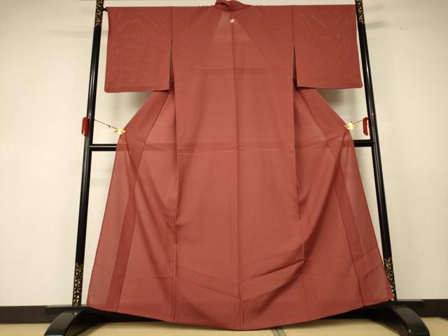 Uramono - 平和屋着物＊夏物　色無地　絽　茶色　正絹　逸品　AABF5107jd