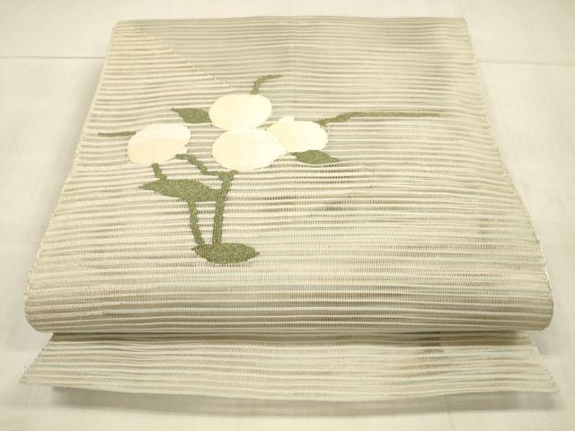 平和屋着物＊夏物　絽綴れ　八寸名古屋帯　草花文　金糸　正絹　逸品　DAAV3753cm