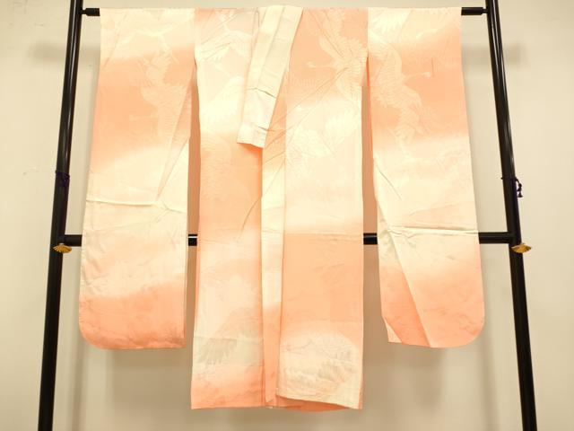 平和屋着物■長襦袢 無双仕立て 飛鶴地紋 暈し染め 正絹 逸品 DABA8932du