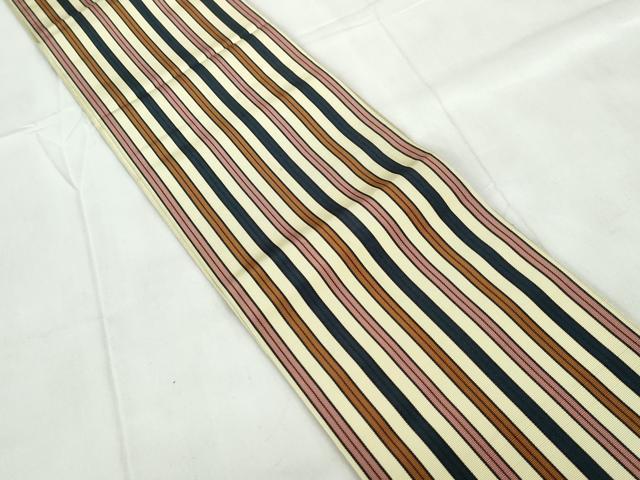 Other - 平和屋着物◎本場筑前博多織　半幅帯　間道　正絹　逸品　DABD4462qa