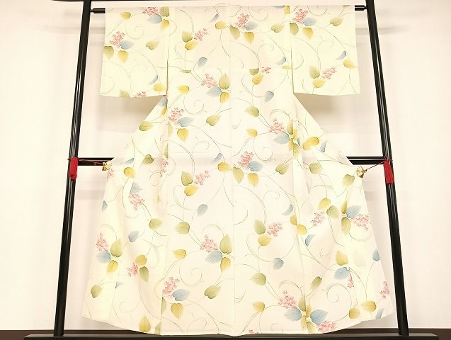 平和屋着物■夏物 小紋 絽 花唐草文 正絹 逸品 AAAH6886Bph