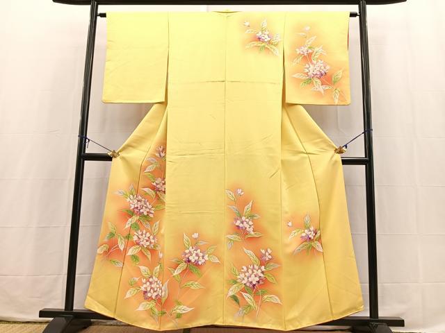 平和屋着物■訪問着 手描き 草花文 暈し染め 正絹 逸品 BAAX3789yc