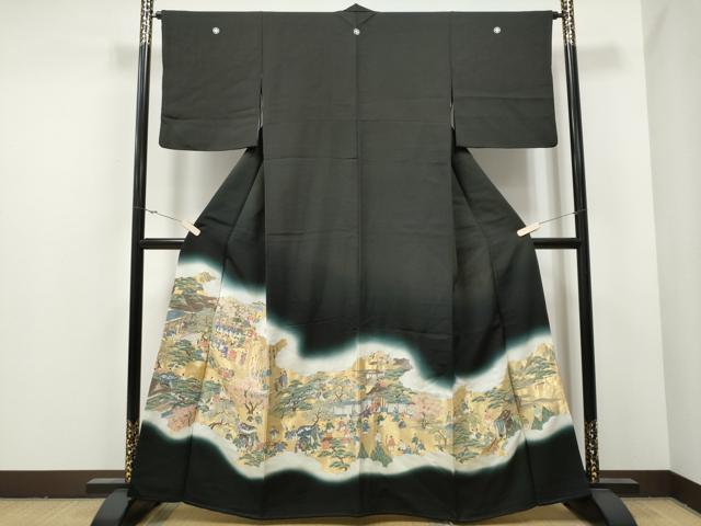 平和屋着物○豪華黒留袖 唐錦寄せ裂文様 寿光織 金糸 正絹 逸品