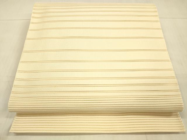 平和屋着物＊夏物　絽綴れ　八寸名古屋帯　横段文　蜂蜜色　正絹　逸品　DAAV3704cm