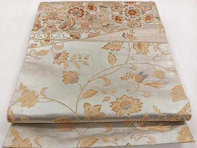 平和屋着物◎六通柄袋帯　唐織　彩錦　正倉裂取文　金銀糸　三越扱い　正絹　逸品　CAAY3912xi