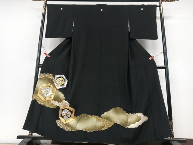 Rakuten - 平和屋着物■豪華黒留袖　駒刺繍　雲取り吉祥花文　金彩　正絹　逸品　CABG6680xe
