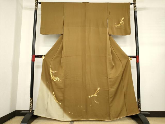 Kimono - 平和屋着物●訪問着　駒刺繍　舞花文　暈し染め　金彩　正絹　逸品　AABD4344ck
