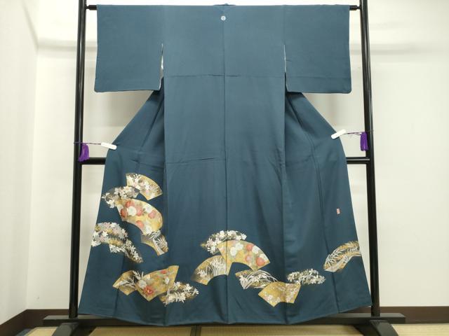 平和屋着物●豪華色留袖 作家物 刺繍 地紙重ね花文 金彩 正絹 逸品 CAAX5835gh