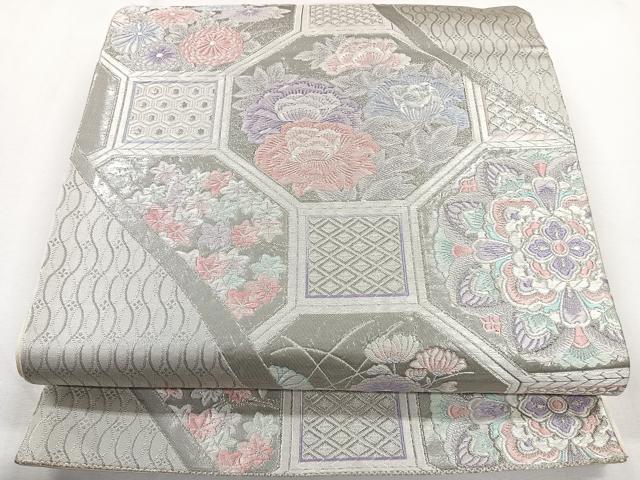 平和屋着物◎六通柄袋帯　唐織　九百錦　蜀江花文　プラチナ箔　正絹　逸品　CAAY3915xi