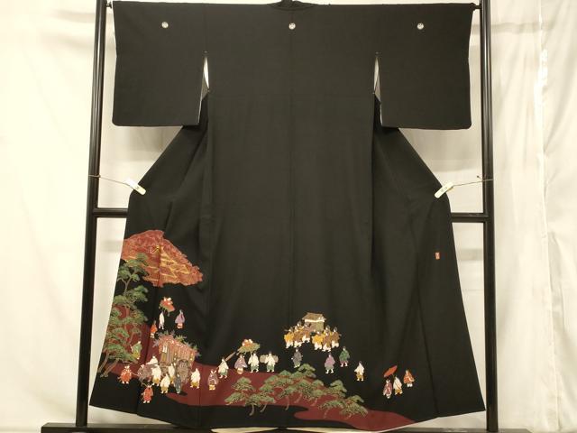 平和屋着物■豪華黒留袖　作家物　御所車人物風景文　金彩　正絹　逸品　CABA2864in
