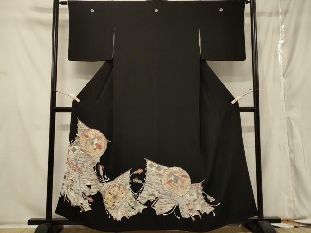 平和屋着物■豪華黒留袖　几帳鏡裏花鳥文　正絹　逸品　CABA2865in