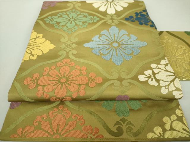 平和屋着物●西陣　川島織物　九寸名古屋帯　唐織　花菱文　正絹　逸品　DAAQ3015ps