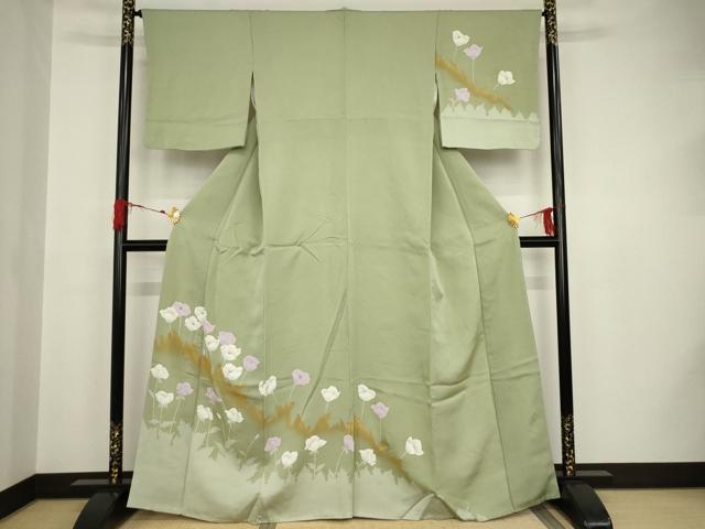 平和屋着物●訪問着　草花文　ろうけつ染　正絹　逸品　AAAT0852ck