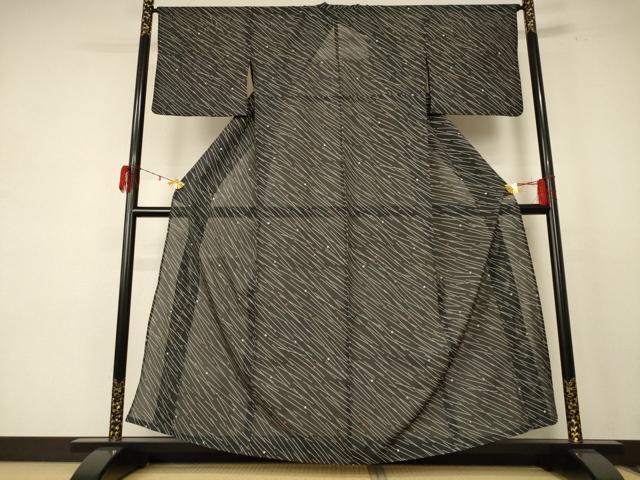 平和屋着物＊夏物　小紋　絽　幾何学文様　洗える着物　AABE1346jd