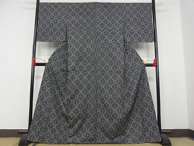 平和屋着物■上質な紬 花菱文 正絹 逸品 未使用 AAAE2911Bwt