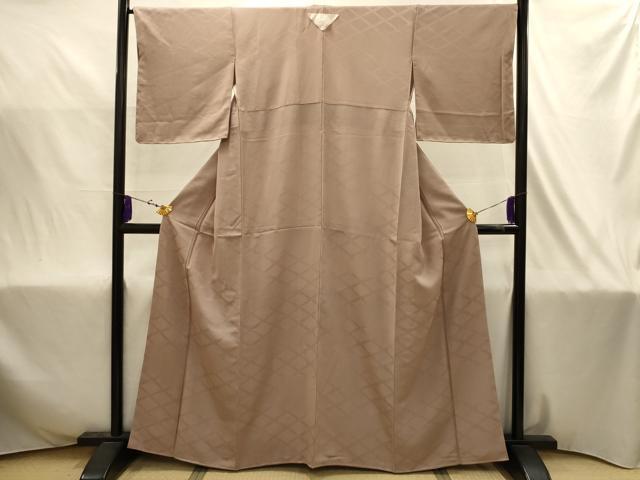 Rakuten - 平和屋着物■上質な色無地　雲取菱地紋　白茶色　正絹　逸品　未使用　AABJ1999sx
