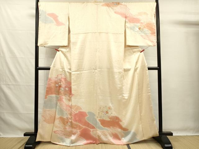 Rakuten - 平和屋着物■訪問着　駒刺繍　草花文　暈し染め　金彩　鈴乃屋扱い　正絹　逸品　DABG7617ya