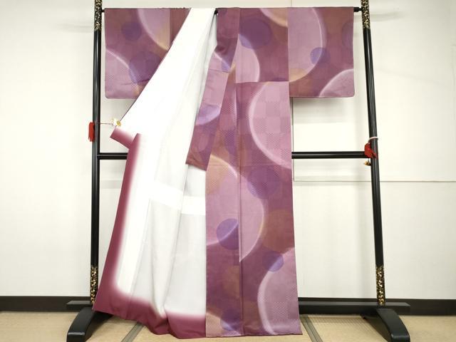 平和屋の平和屋着物●和紙染染色作家・植村彩弘　小紋　丸重ね文　暈し染め　正絹　逸品　未使用　AABH8880cs｜アングル2