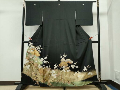 平和屋着物■豪華黒留袖 駒刺繍 松竹梅 暈し染め 金彩 正絹 逸品 CAAQ2501yc 平和屋着物■豪華黒留袖 駒刺繍 松竹梅 暈し染め 金彩 正絹 逸品 CAAQ2501yc