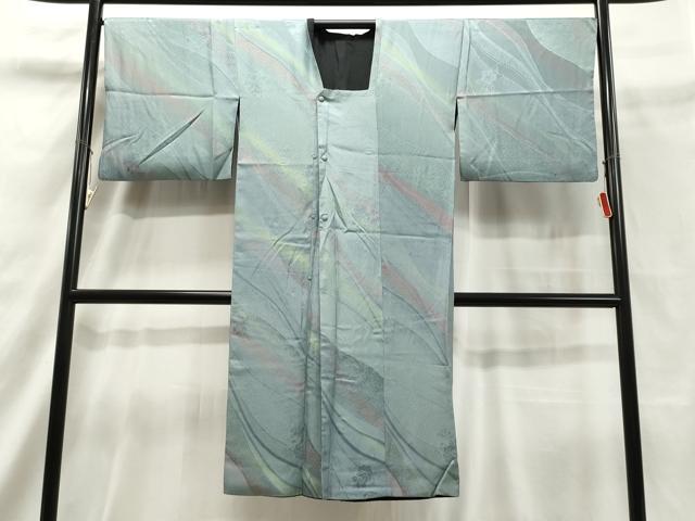 平和屋着物＃道行コート リバーシブル 霞文 暈し染め 黒地 ロング丈 正絹 逸品 CAAT5860id