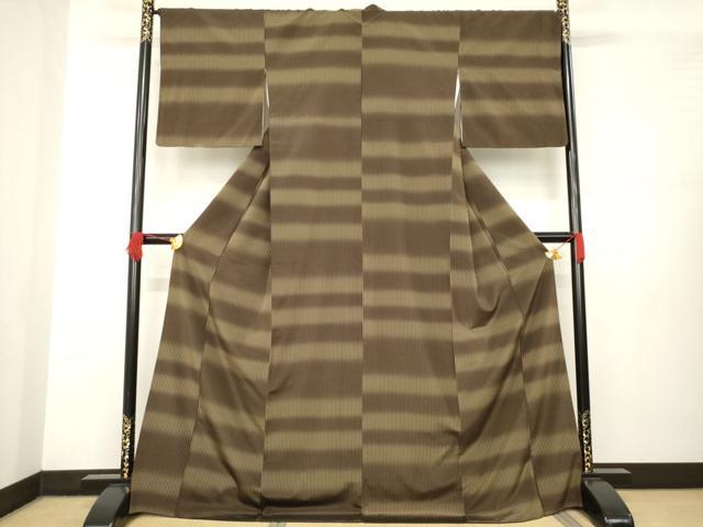 平和屋着物●上質な小紋　横段文　ロング丈　正絹　逸品　AABB3854ck