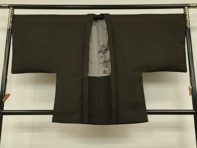 平和屋着物＃男性　羽織　鉄黒色　正絹　逸品　CAAT5743id