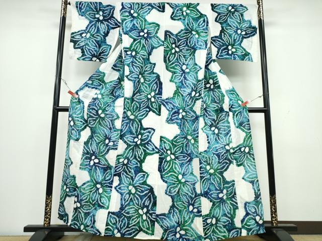 平和屋着物∴夏物　浴衣　有松鳴海絞り　舞花文　綿　逸品　CAAW1132ng