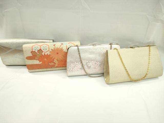 平和屋着物▼和装小物 和装バッグまとめて4点 ハンドバッグ エ霞吉祥花文 礼装 クラッチ 金銀糸 逸品 CABC1089ju