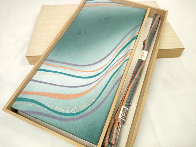 平和屋着物●和装小物　帯締め・帯揚げセット　流線文　金銀彩　手組紐　金糸　逸品　未使用　DAAU7968zzz