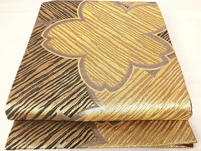 Rakuten - 平和屋着物◎六通柄袋帯 舞桜文 黒地 金糸 正絹 逸品 AABD3581yx