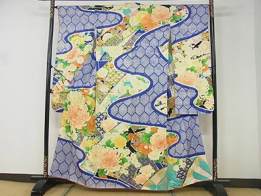 平和屋着物■豪華振袖 駒刺繍 絞り 吉祥花文 金彩 逸品 DAAD1416du 平和屋着物■豪華振袖 駒刺繍 絞り 吉祥花文 金彩 逸品 DAAD1416du
