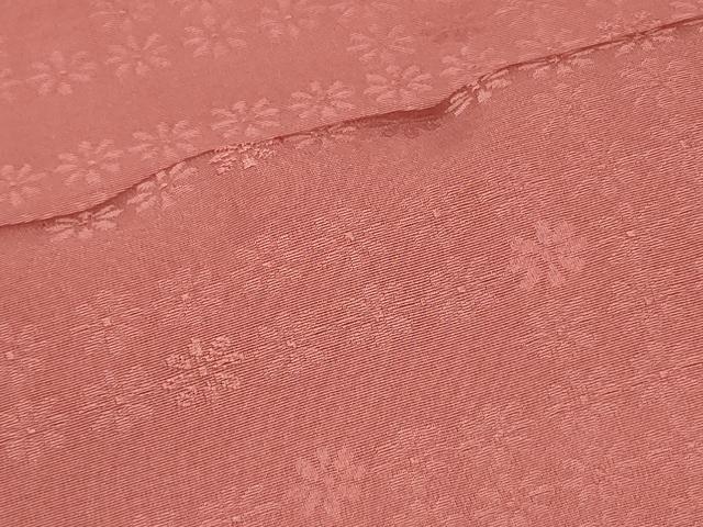 平和屋着物■上質な色無地 花づくし地紋 甚三紅色 正絹 逸品 CABA2883in