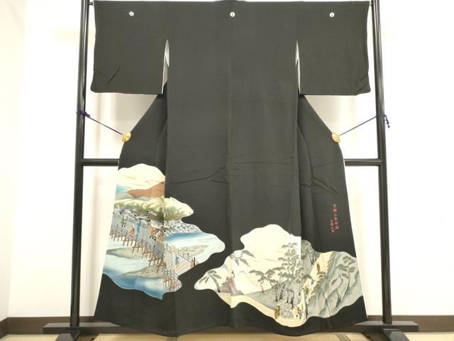 平和屋着物■豪華黒留袖 京都三条・日坂 安藤広重 正絹 逸品 DAAW4608cd