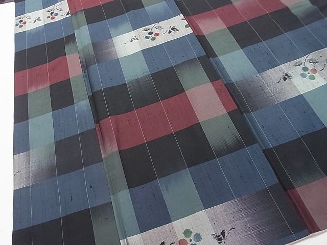 平和屋着物■上質な紬 格子花文 逸品 DAAC3540mz
