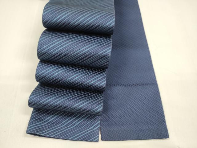 平和屋着物●男性 本場筑前博多織 角帯 井上絹織謹製 斜線文 証紙付き 正絹 逸品 DAAZ4147cm