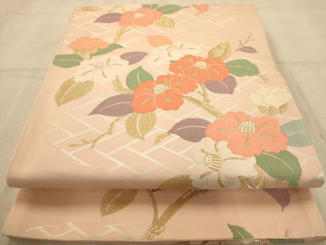 平和屋着物◎六通柄袋帯　唐織　枝花文　金銀糸　正絹　逸品　AABA4783dt