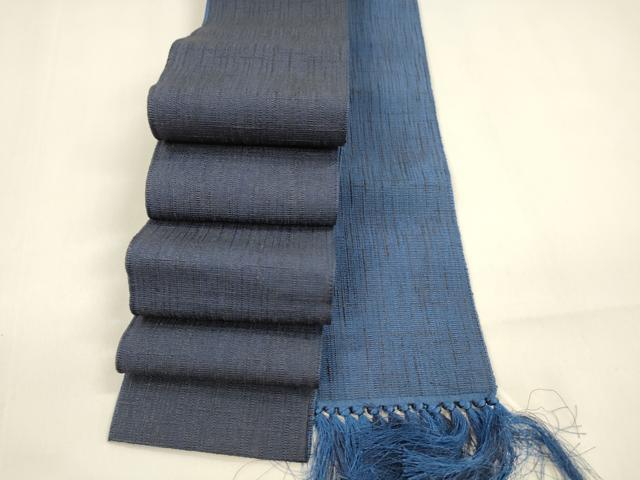 平和屋着物●男性 両面 角帯 鉄紺色 紺瑠璃色 正絹 逸品 DAAZ4148cm